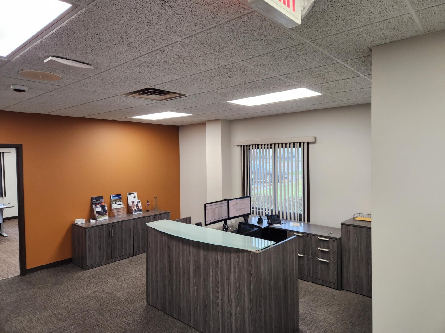 Front desk at GenComm's new Johnsburg office in Illinois.