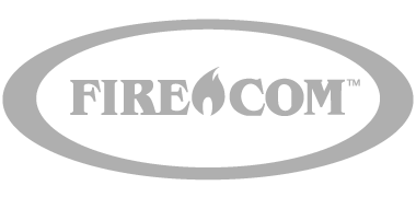 Light gray FireCom logo