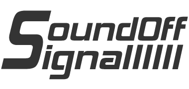 Dark gray Sound Off Signal logo