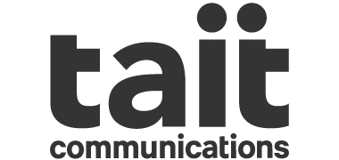 Dark gray Tait Communications logo