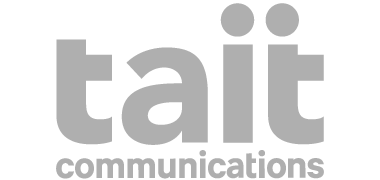 Light gray Tait Communications logo