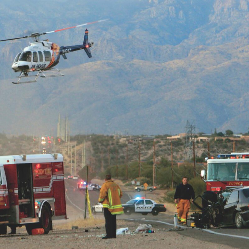 Rescue personal responding to crash site using the p25 radios