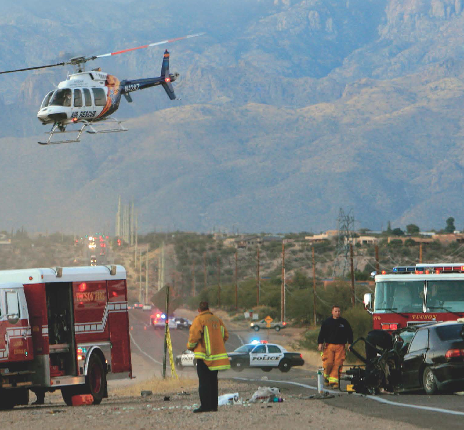 Rescue personal responding to crash site