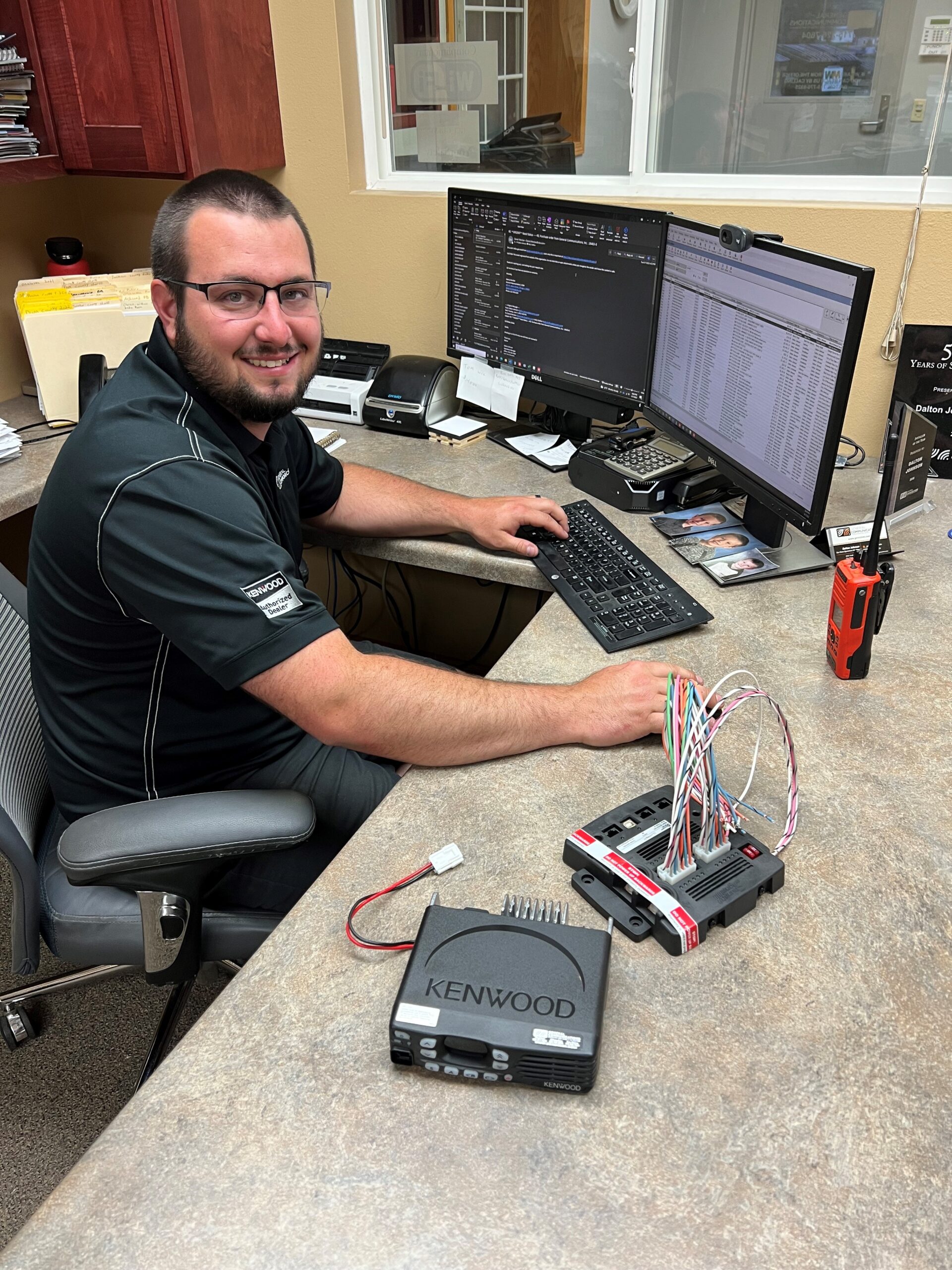 Dalton Johnson working at his desk