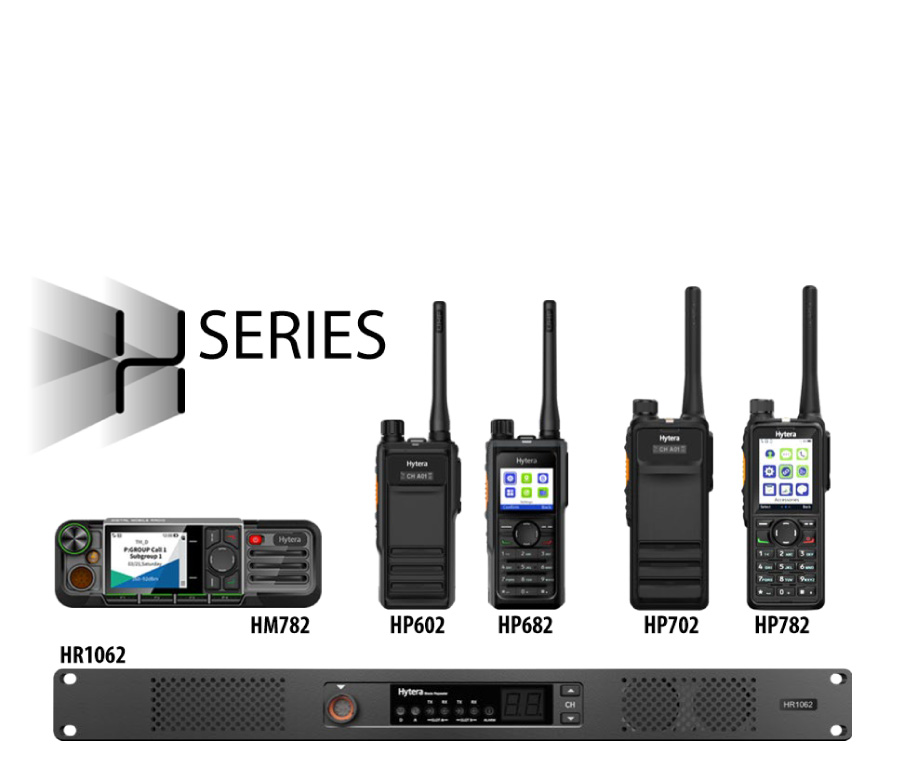 A line of different Hytera radios